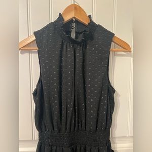 1 State Black Polkadot Ruffled High Neck Mini Dress | Size: Medium
